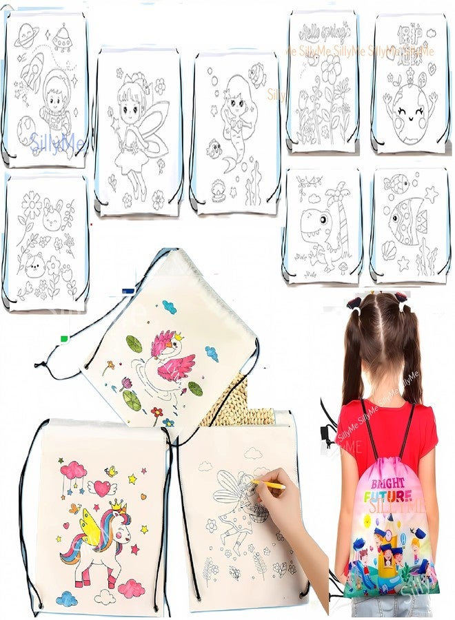 سيلي مي ٢٤ قطعة من حقائب هدايا قابلة للتلوين يمكنك صنعها بنفسك لحفلات أعياد ميلاد الأطفال - حقائب هدايا صغيرة قابلة لإعادة الاستخدام - حقيبة يد للأطفال - هدايا عيد ميلاد للأطفال من عمر ٨ إلى ٥ سنوات - حقائب هدايا على شكل حقيبة ظهر - Image 1